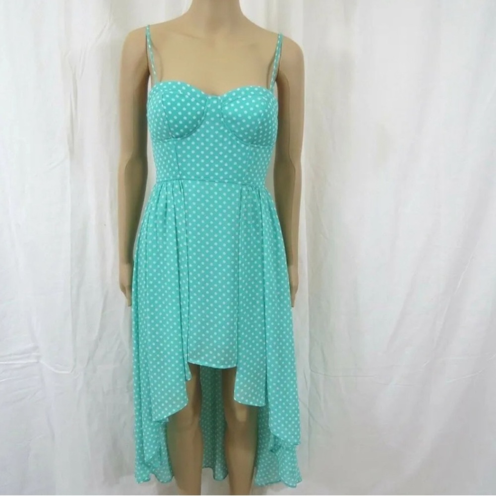 Forever 21 Green Polka Dot high low hem Dress